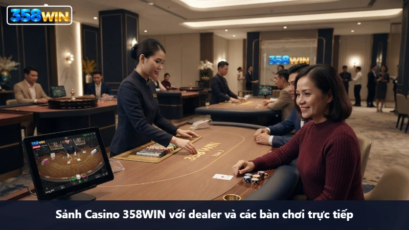 Người dùng chọn bàn Casino 358WIN trên màn hình trực tuyến