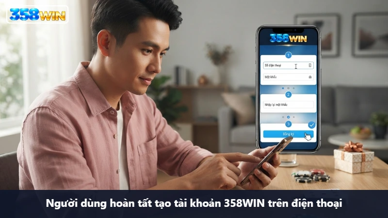 Người dùng hoàn tất tạo tài khoản 358WIN trên điện thoại