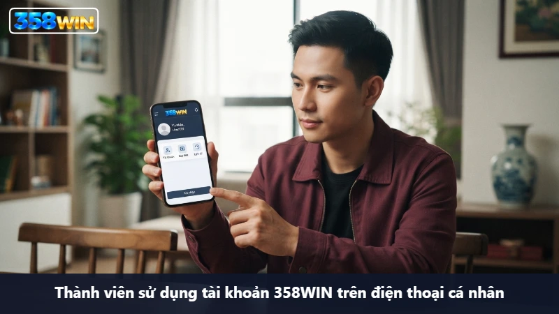 Thành viên sử dụng tài khoản 358WIN trên điện thoại cá nhân